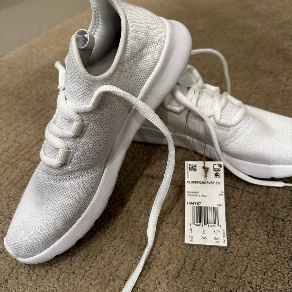 adidas Cloudfoam Pure 2.0 White Athletic Shoes